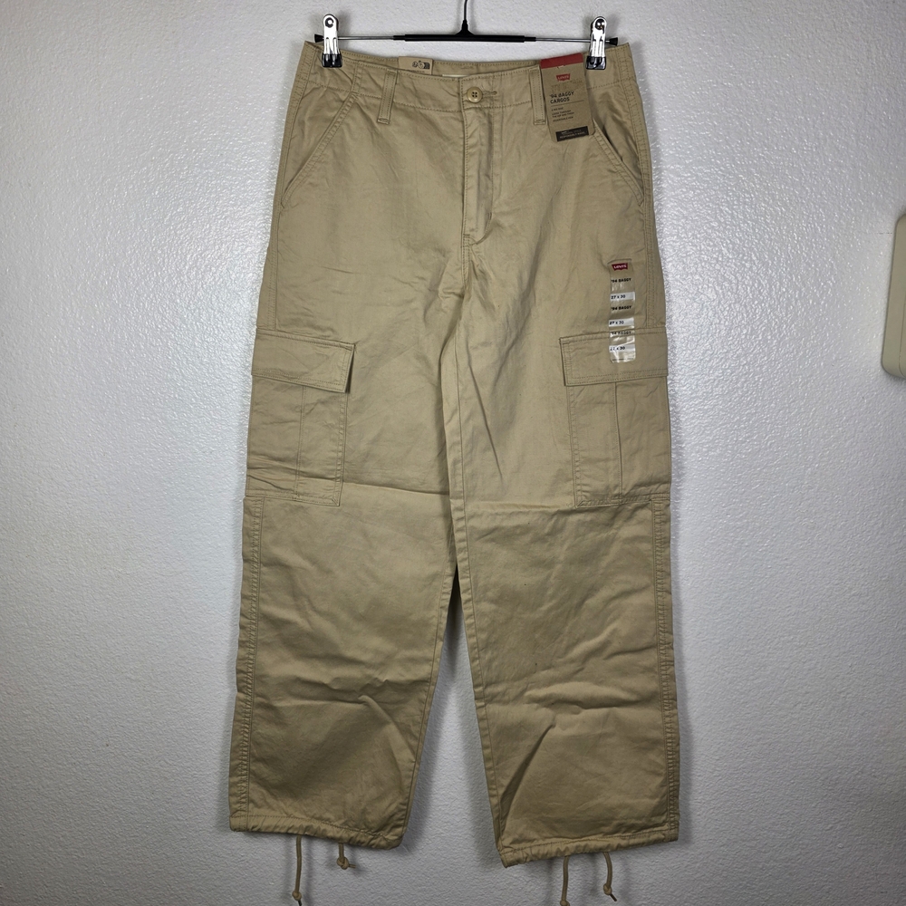 LEVI'S Women's Khaki '94 Baggy Cotton Mid Rise Cargo Pants size 27x30